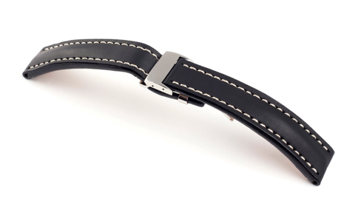 Horlogeband Pilot Zwart - Leer - 20-18mm