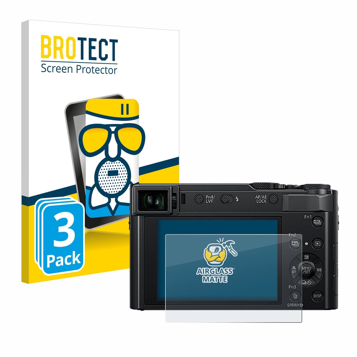 BROTECT - Screenprotector voor Panasonic Lumix DC-TZ202D - Folie Beschermfolie Beschermglas matte 3 Stuks