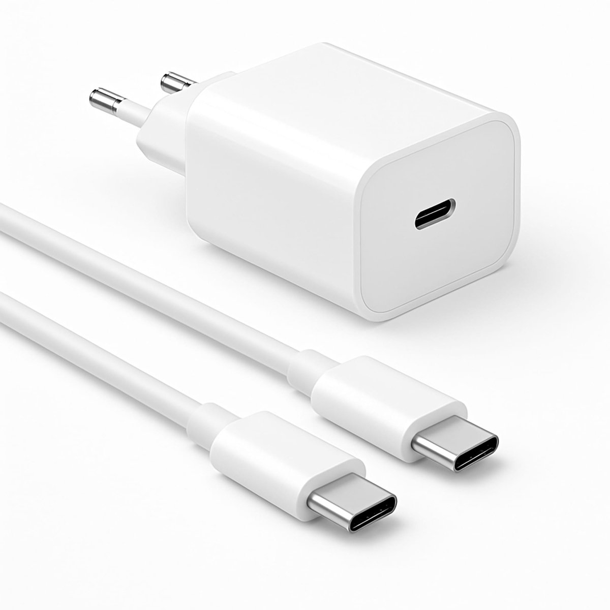 AB Goods Oplader Set - Adapter + Kabel 2M - 20W USB-C Snellader - Geschikt Voor iPhone Oplader 15 / 16 / 17 - Snellader Oplaadkabel - MFI-Gecertificeerd - Uitsluitend te gebruiken met Apple-Toestellen