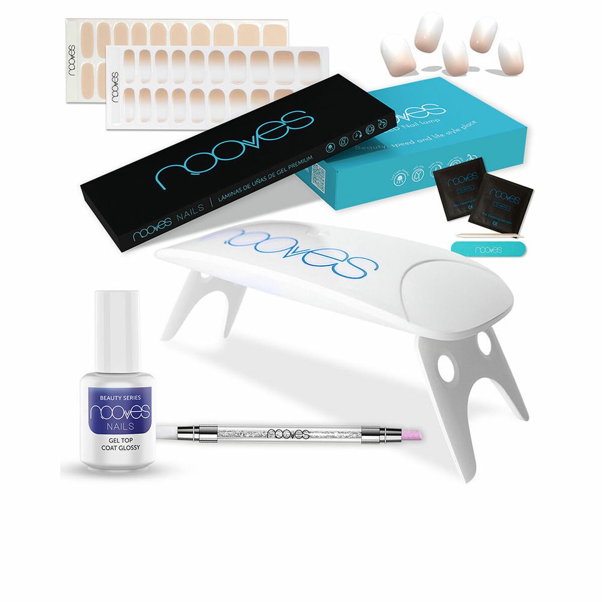 Manicureset Nooves Premium Gelnagelfolie Beige 8 Onderdelen