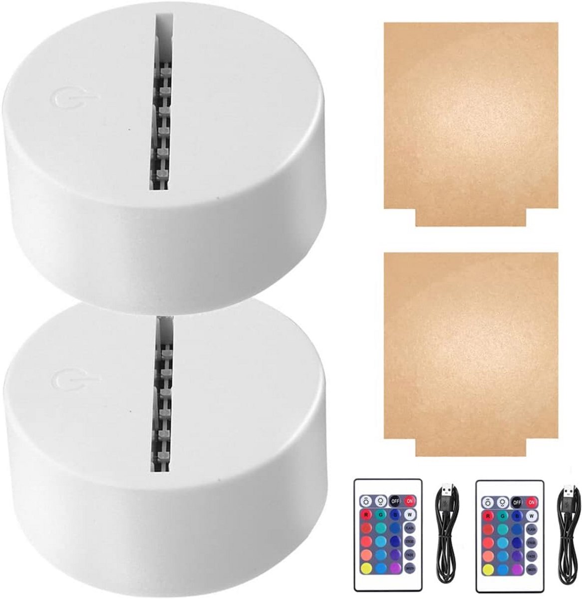 Set van 4 LED Lichtbases met Afstandsbediening en USB
