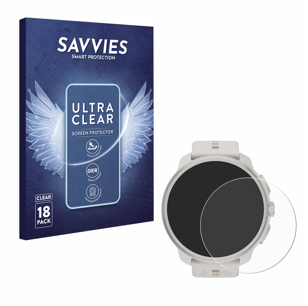Savvies - Screenprotector voor Suunto Race 2 - Folie Beschermfolie transparant 18 Stuks