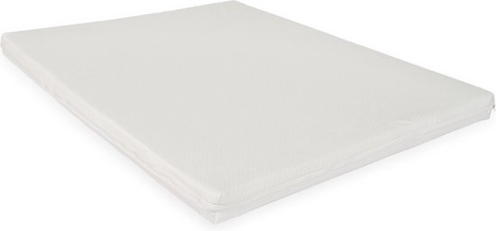 Wit boxmatras van Bopita, 75x95x5 cm, met ritssluiting.
