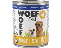Woef Woef Adult - Natvoer Hond - Hondenvoer - Kip - 24 x 200g - Hypoallergeen - Graanvrij