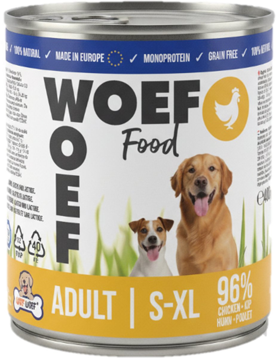 Woef Woef Snacks Woef Woef Adult - Natvoer Hond - Hondenvoer - Kip - 24 x 200g - Hypoallergeen - Graanvrij