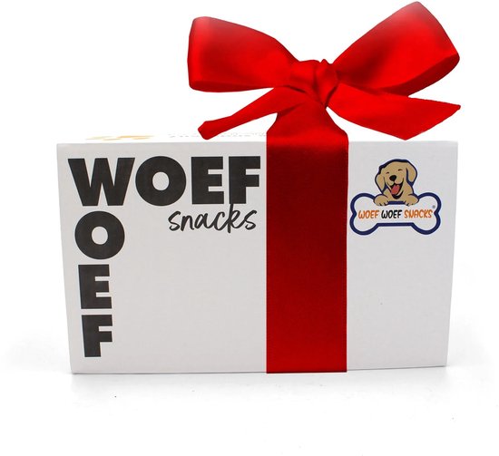 Woef Woef Snacks Hondensnacks Cadeaubox Kauwsnacks - Gedroogd vlees - Diverse smaken - Alle honden en alle leeftijden vanaf 3 maanden - Geen toevoegingen - kg - Elke levensfase