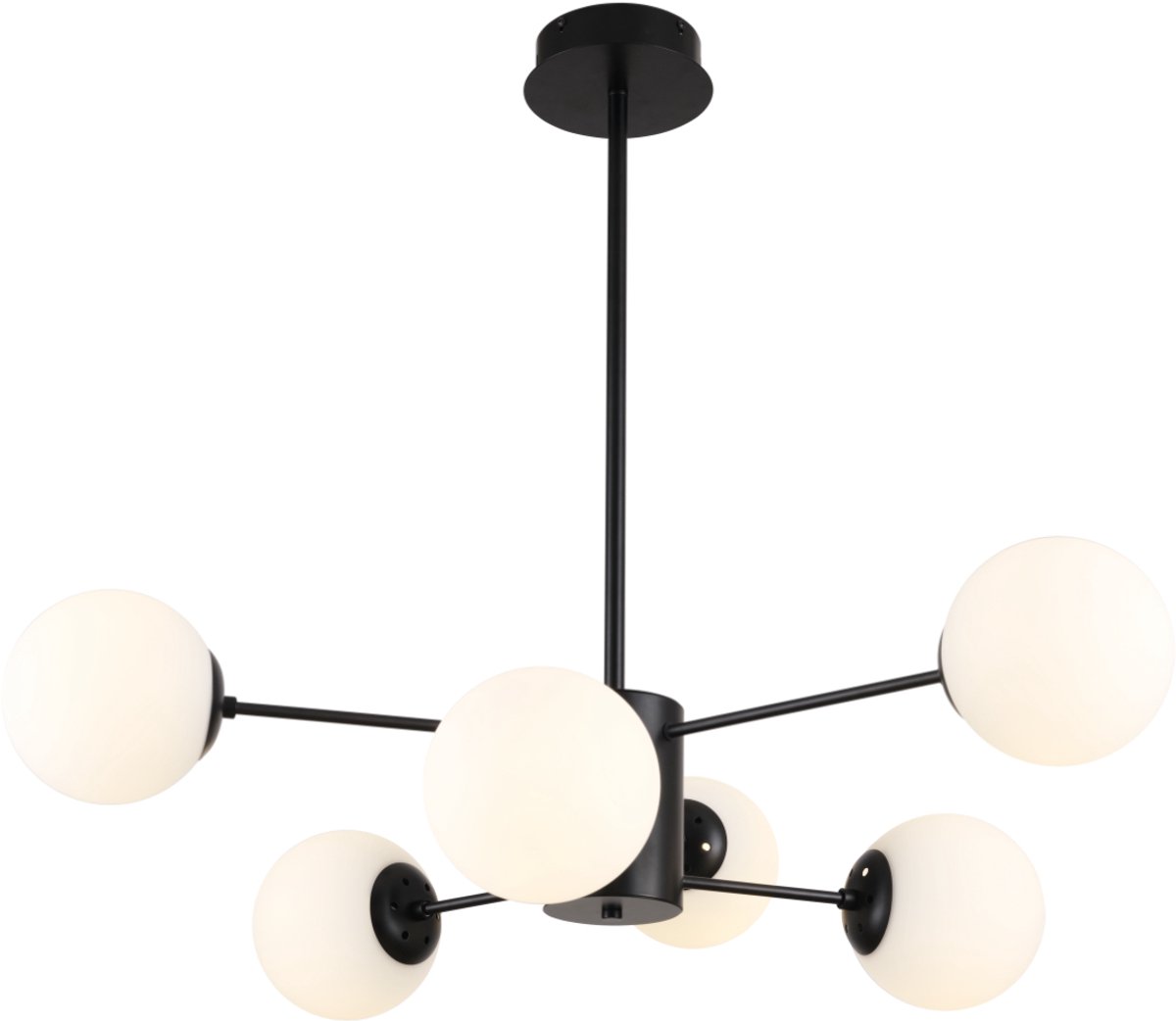 Zwarte hanglamp | 6 lichtpunten | Ø60cm | zwart
