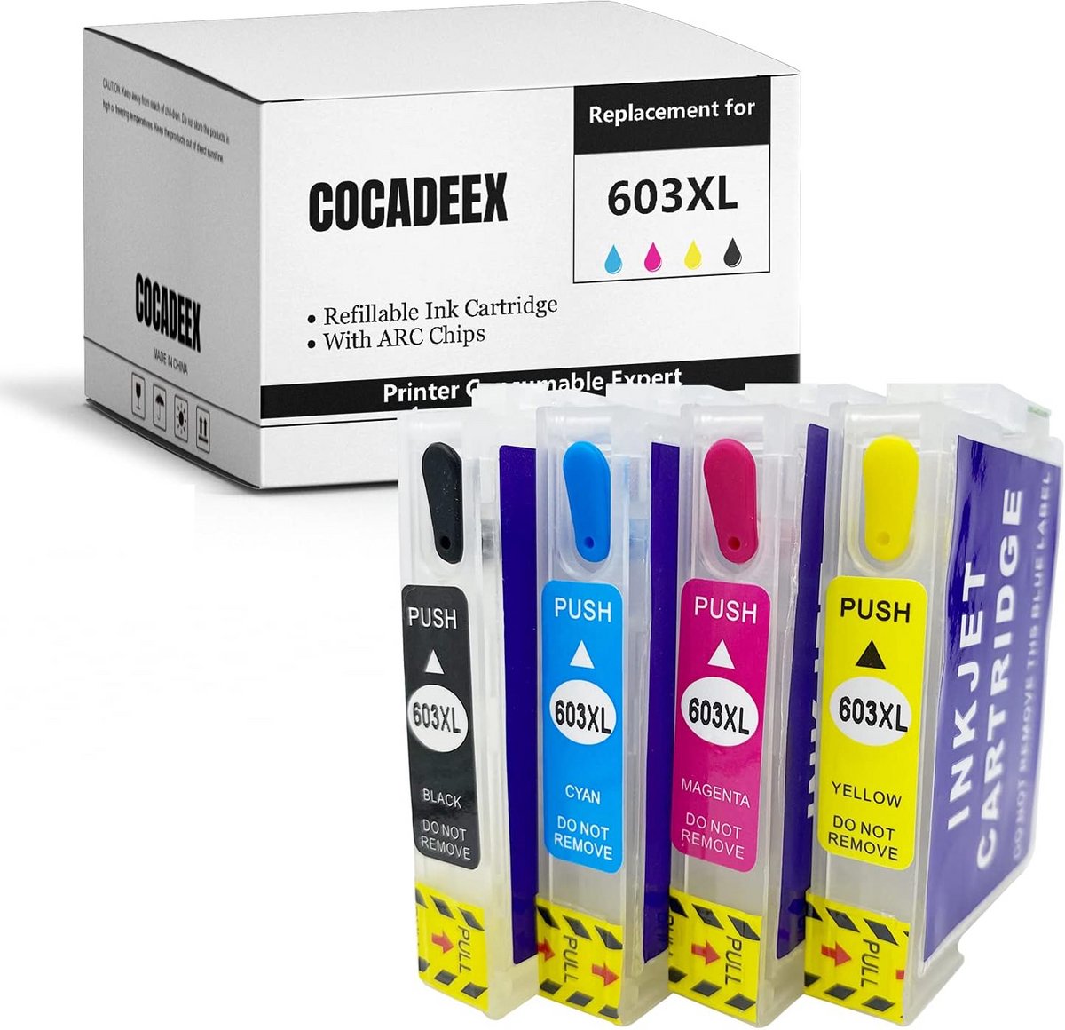 Lege navulbare inktcartridge voor 603/603XL - Compatibel met XP-4150, XP-3100, XP-2100, XP-2105, XP-3105, XP-3150, XP-3155, XP-4105, WF-2810, WF-2830