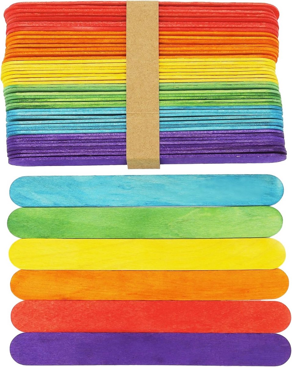 100 stks 15,2 cm kleurrijke houten stokjes knutselen, mengen, decoreren