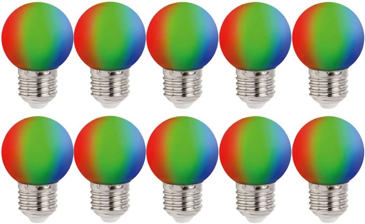 Set van 10 LED-lampen druppelvorm G45 1W E27 RGB sfeerverlichting