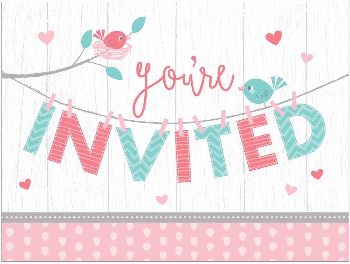CREATIVE PARTY - 8 "hello baby" uitnodigingskaarten 11 x 12 cm voor babyshower