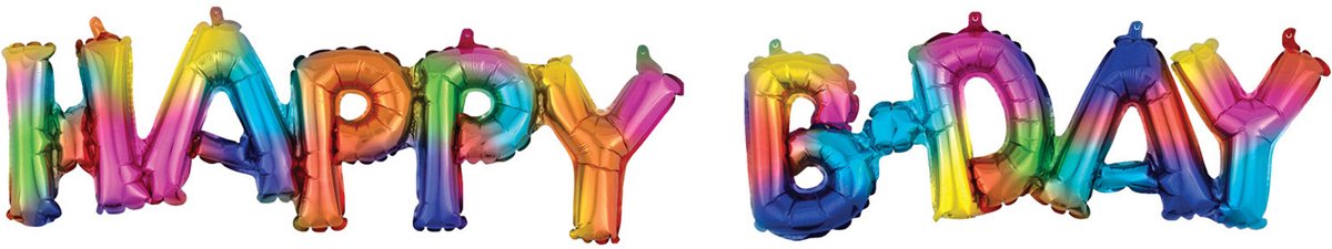 RIETHMULLER - Aluminium Happy B-Day folieballon veelkleurig 76 x 25 cm luchtgevuld
