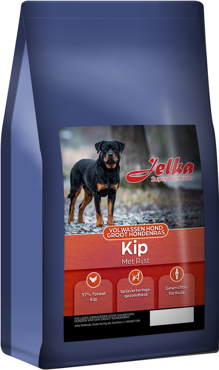 Jelka 12 KG Hondenvoer kip met rijst groot hondenras