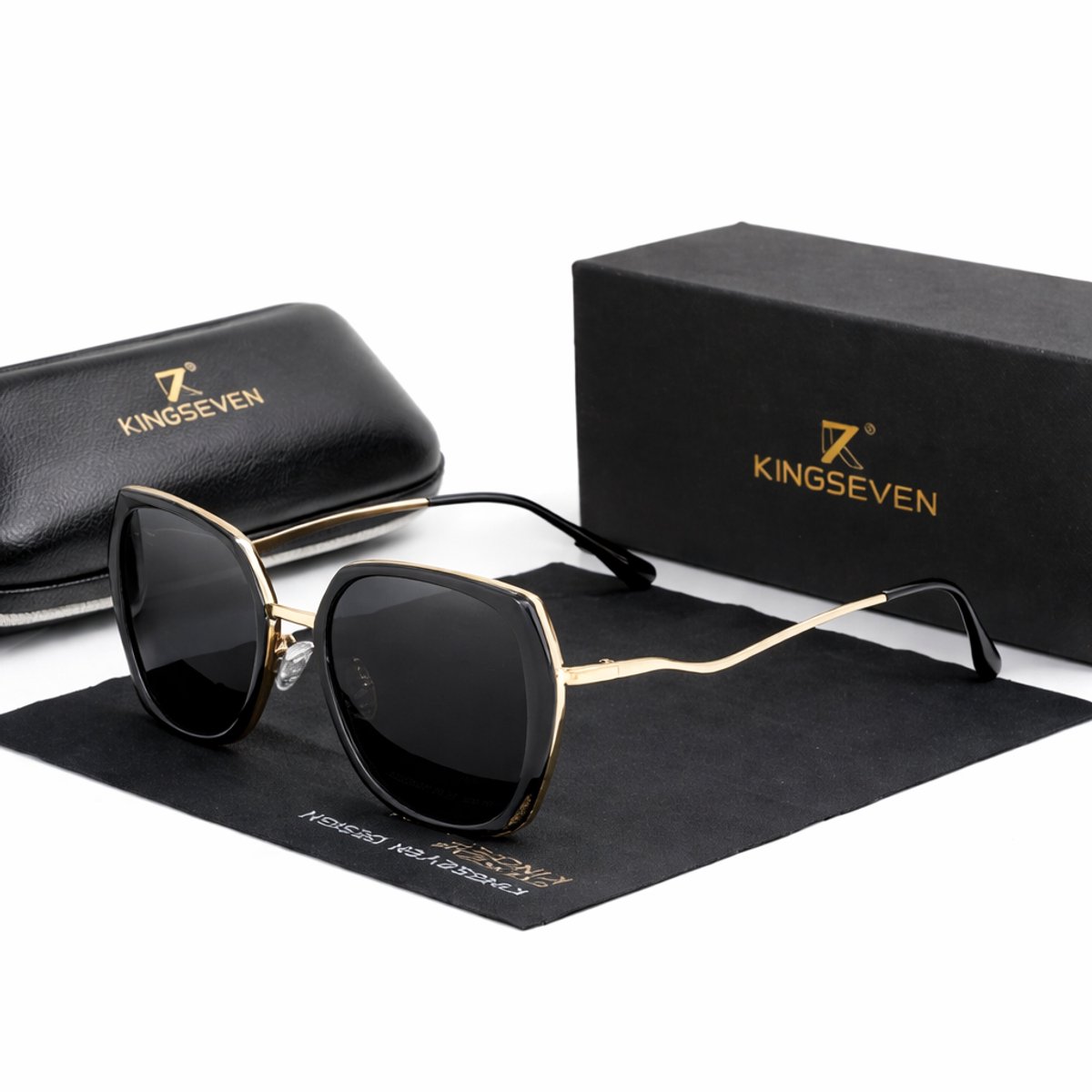 Kingseven Diva - Elegante Dames zonnebril met UV400 en polarisatie filter | Goudkleurig afgewerkt