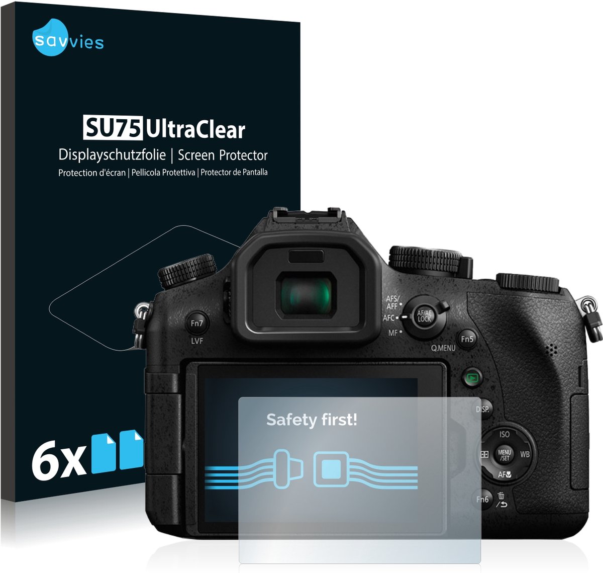 Savvies - Screenprotector voor Panasonic Lumix DMC-FZ2000 - Folie Beschermfolie transparant 6 Stuks
