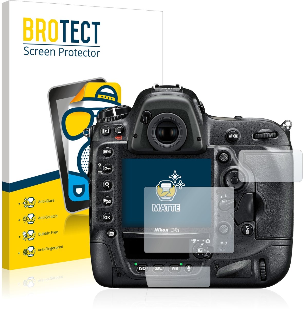 BROTECT - Screenprotector voor Nikon D4S - Folie Beschermfolie matte 2 Stuks