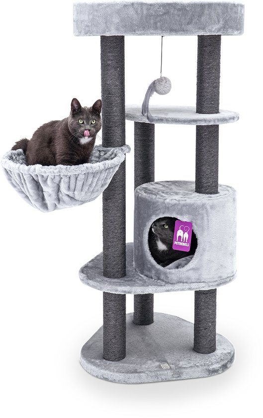 Petrebels Charlotte 134 krabpaal - Grijs - 134 cm - met hangmat