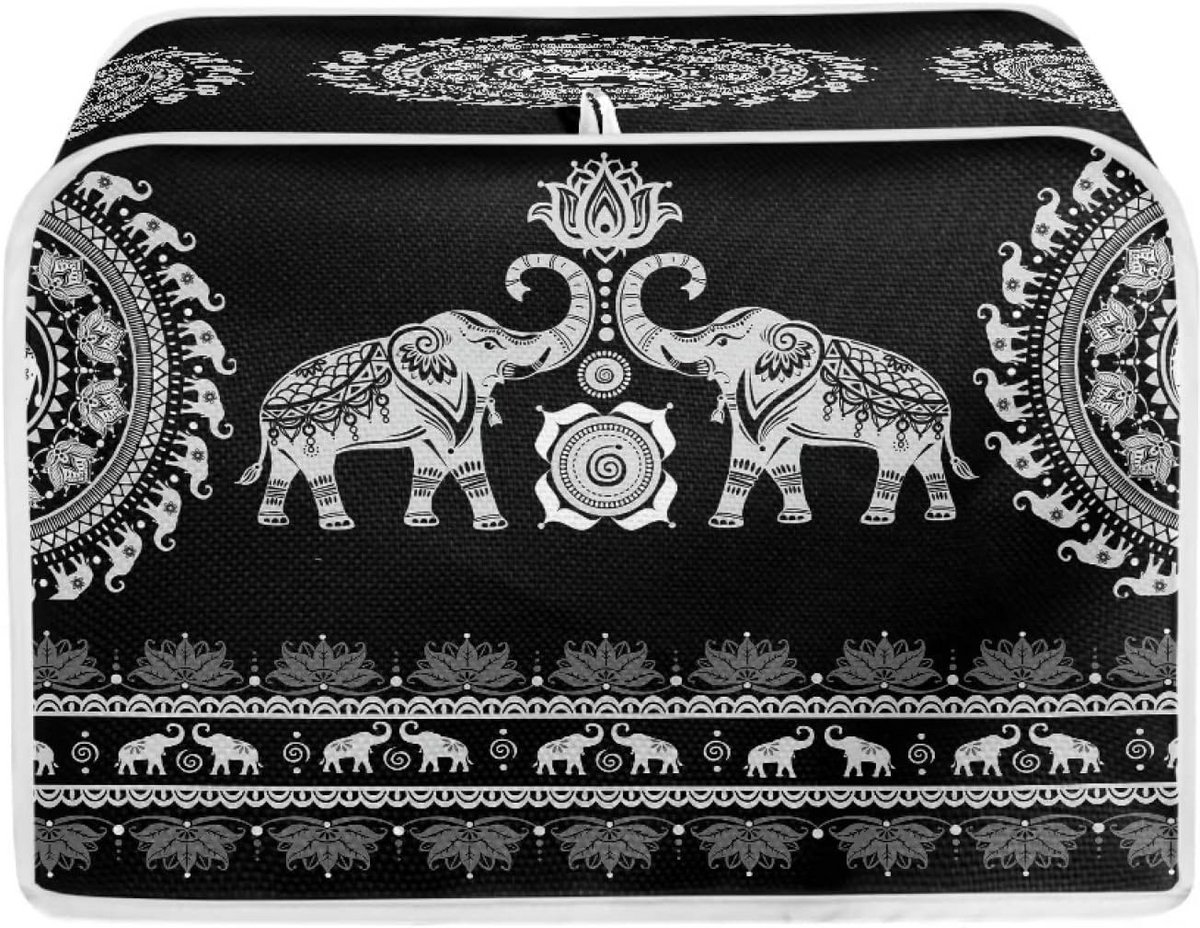 Stijlvolle Stofhoes voor Broodrooster - Mandala Olifant Design - Geschikt voor 2 of 4 Sleuven