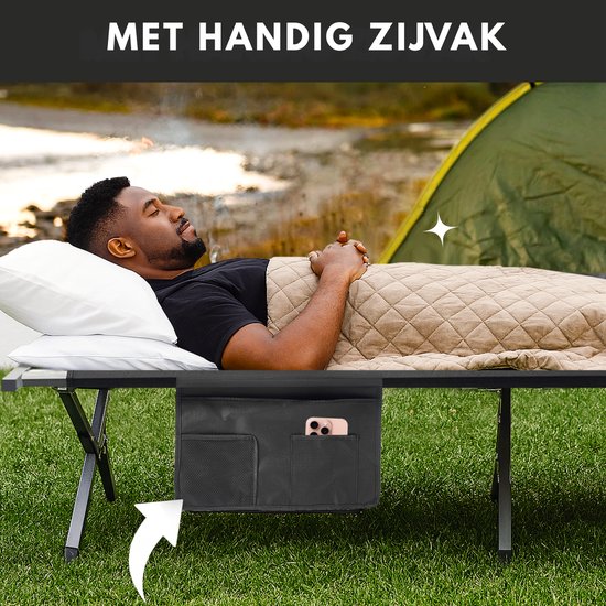 Outbee Veldbed - Kampeerbed - Stretcher - Opvouwbaar bed - Campingbed met draagtas - Draagkracht 150KG - 210 x 72 cm - Zwart van Outbee — afbeelding 4