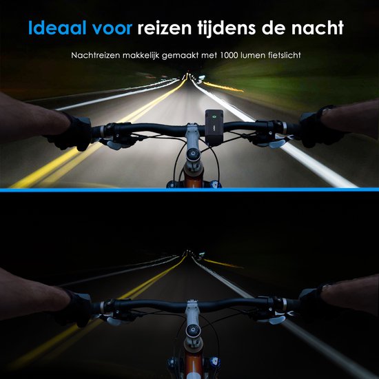Vesfy Fietslampjes Set 1000 Lumen - USB Oplaadbare - Fietsverlichting Voor & Achter - Waterdicht IPX5 - LED Fietslamp — afbeelding 2