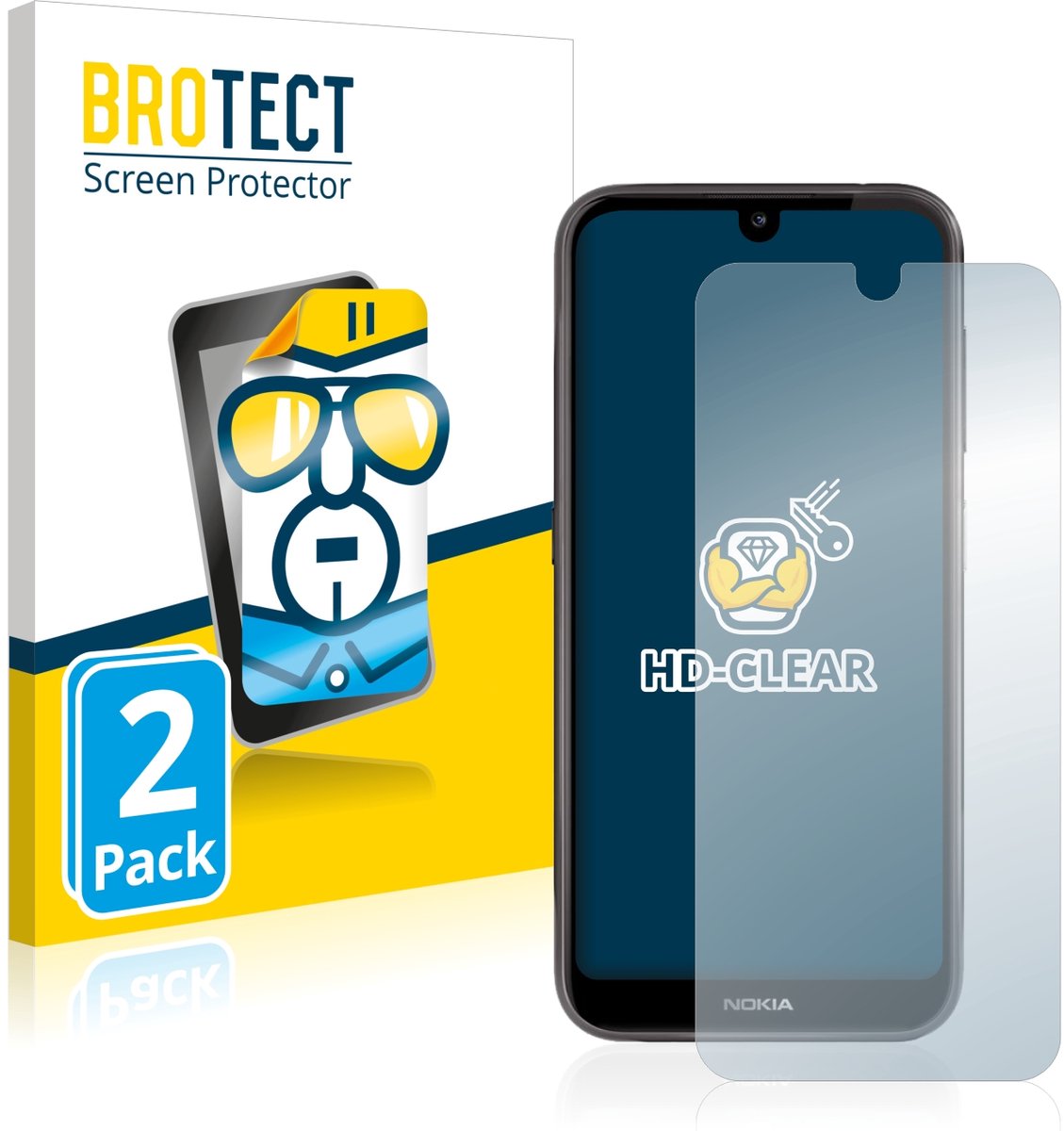 BROTECT - Screenprotector voor Nokia 4.2 - Folie Beschermfolie transparant 2 Stuks