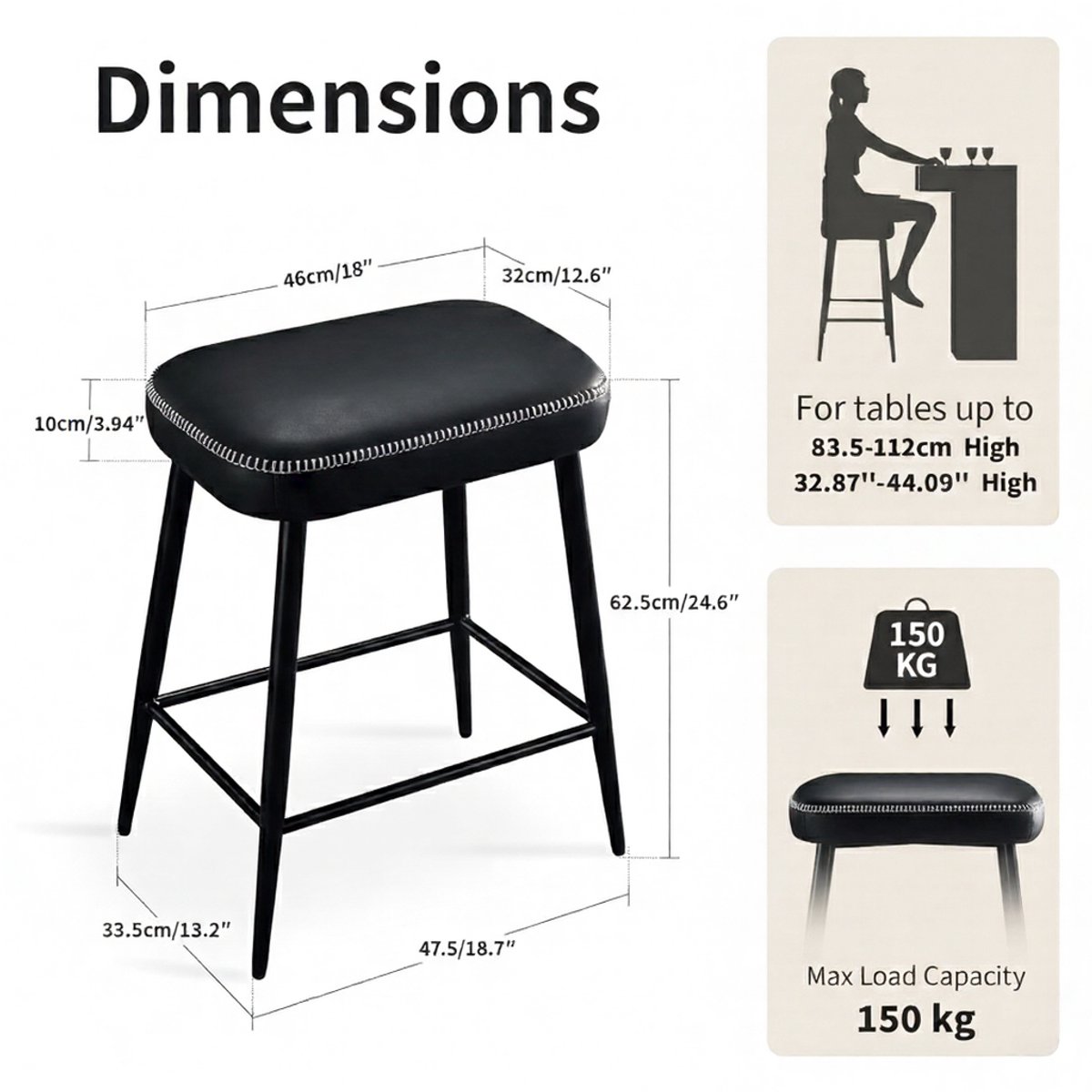 Barkrukken Set van 2 – House&Garden Vintage Getuft Groen Microvezel Kunstleer – Verstelbaar 62,5-65 cm – Retro Barstoelen met Metalen Frame en Voetensteun – Keukenkrukken zonder Rugleuning – 150 kg Belastbaar
