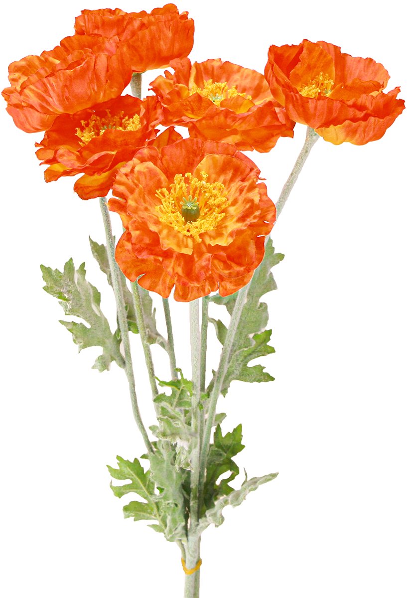 Viana Kunst Klaprozen Zomerbloemen Oranje Ø7cm L78cm 3st