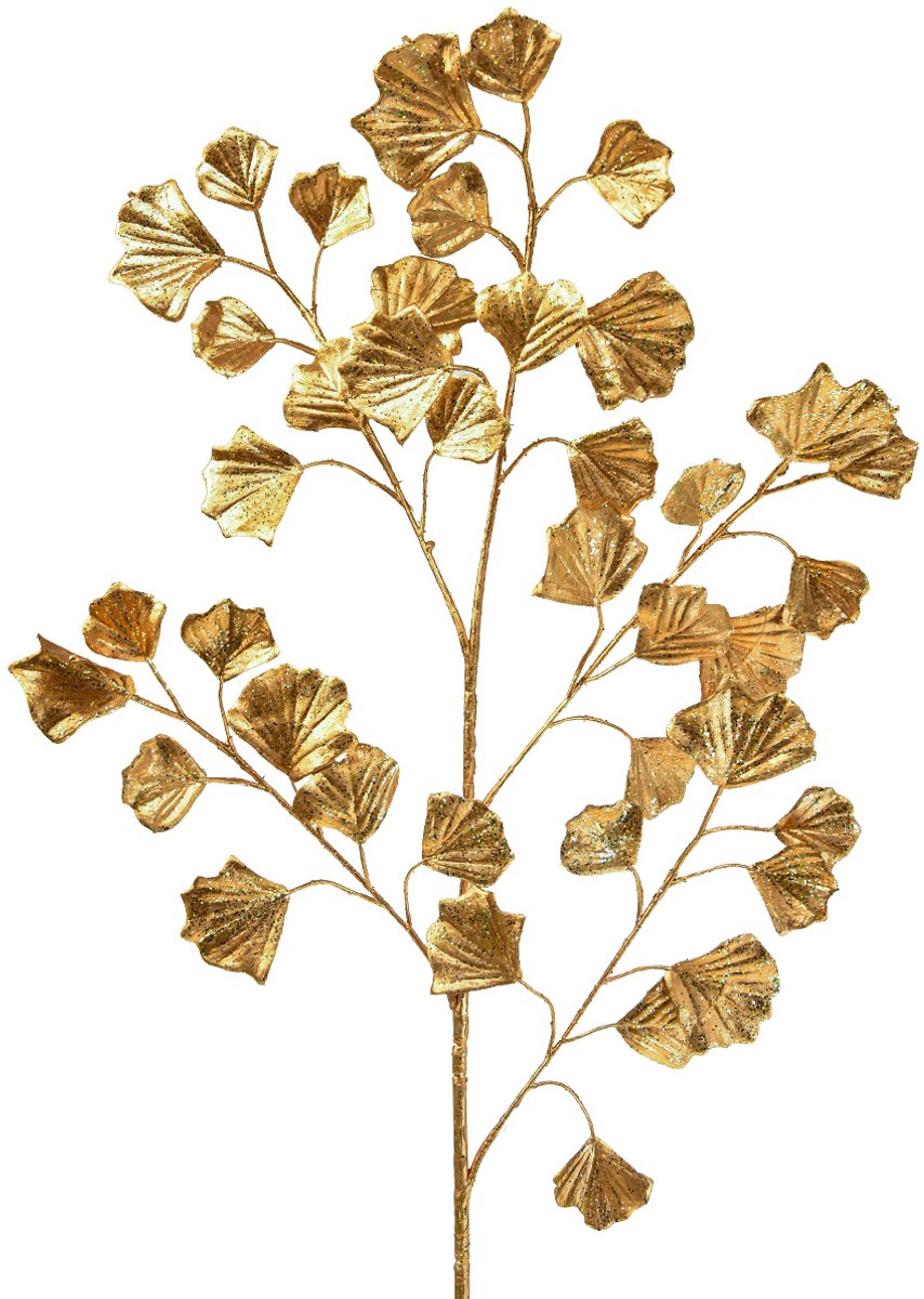 Viana Gingko tak decoratieve kunstplant brons glitter 84cm goud