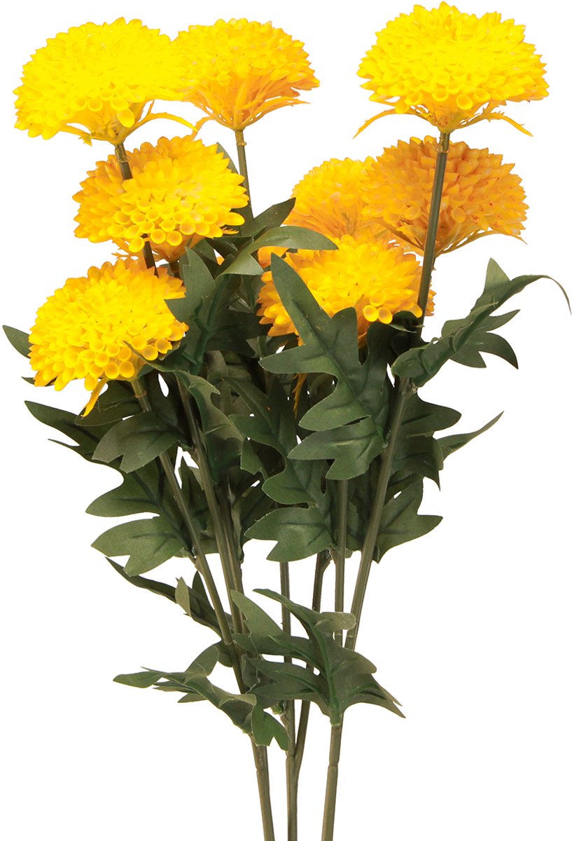 Viana Dahlia kunstdecoratiebloemen gele bloesem L64cm, set van 3, 3 stuks geel