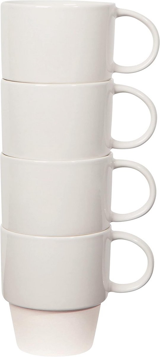 Set van 4 Stapelbare Mokken van Steengoed voor Koffie en Thee