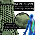 Groene slaapmat met 3D verdelers voor gelijkmatige ondersteuning en natuurlijke slaaphouding.