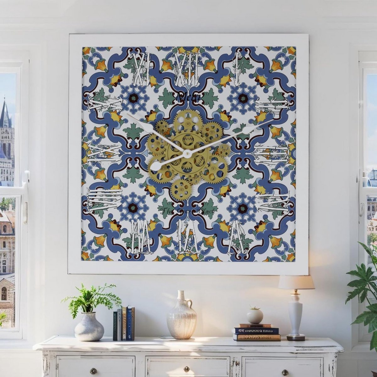 Grote Wandklok met Bewegende Tandwielen Decoratief 60 cm