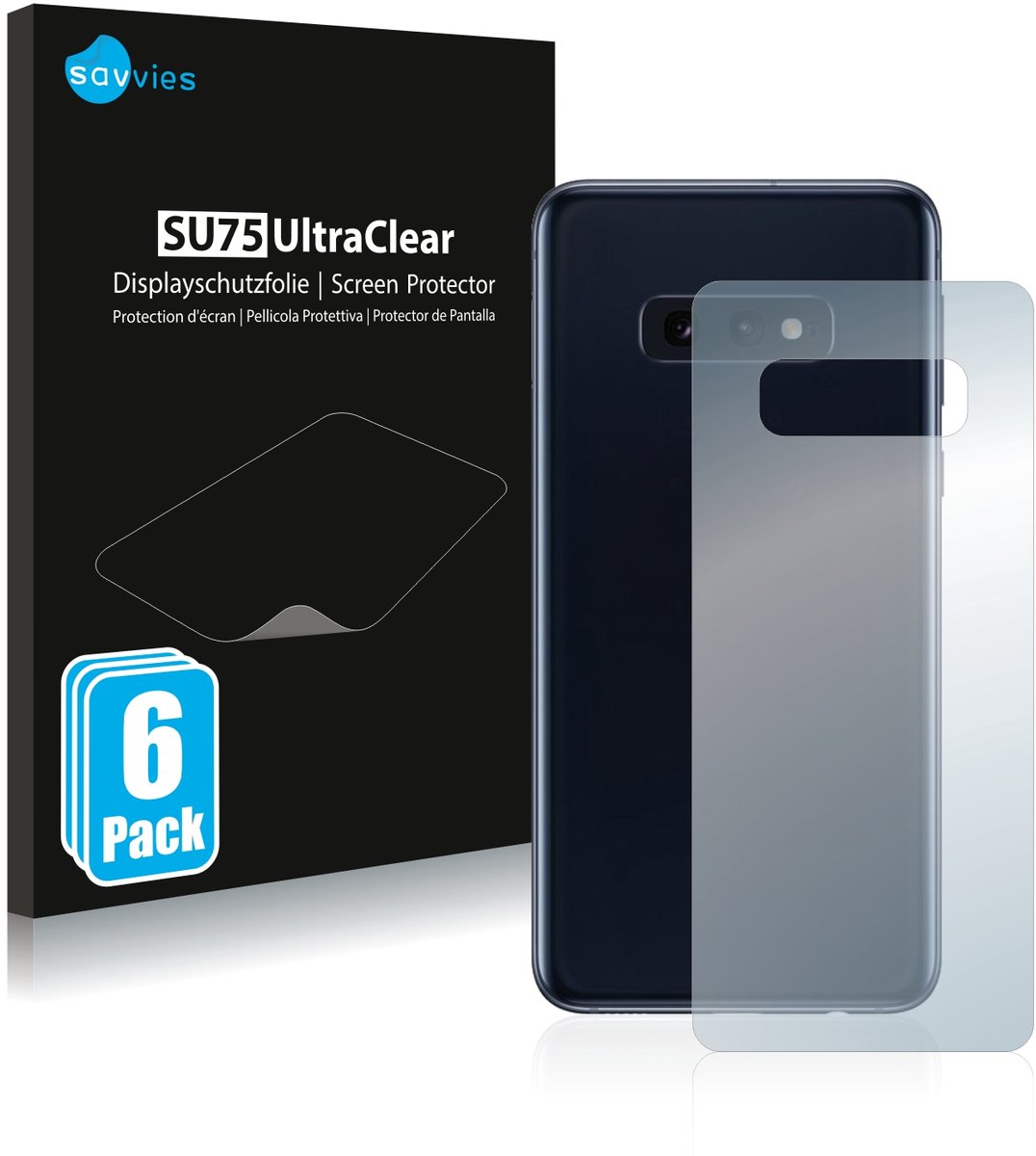 Savvies - Screenprotector voor Samsung Galaxy S10e (Achterkant) - Folie Beschermfolie transparant 6 Stuks