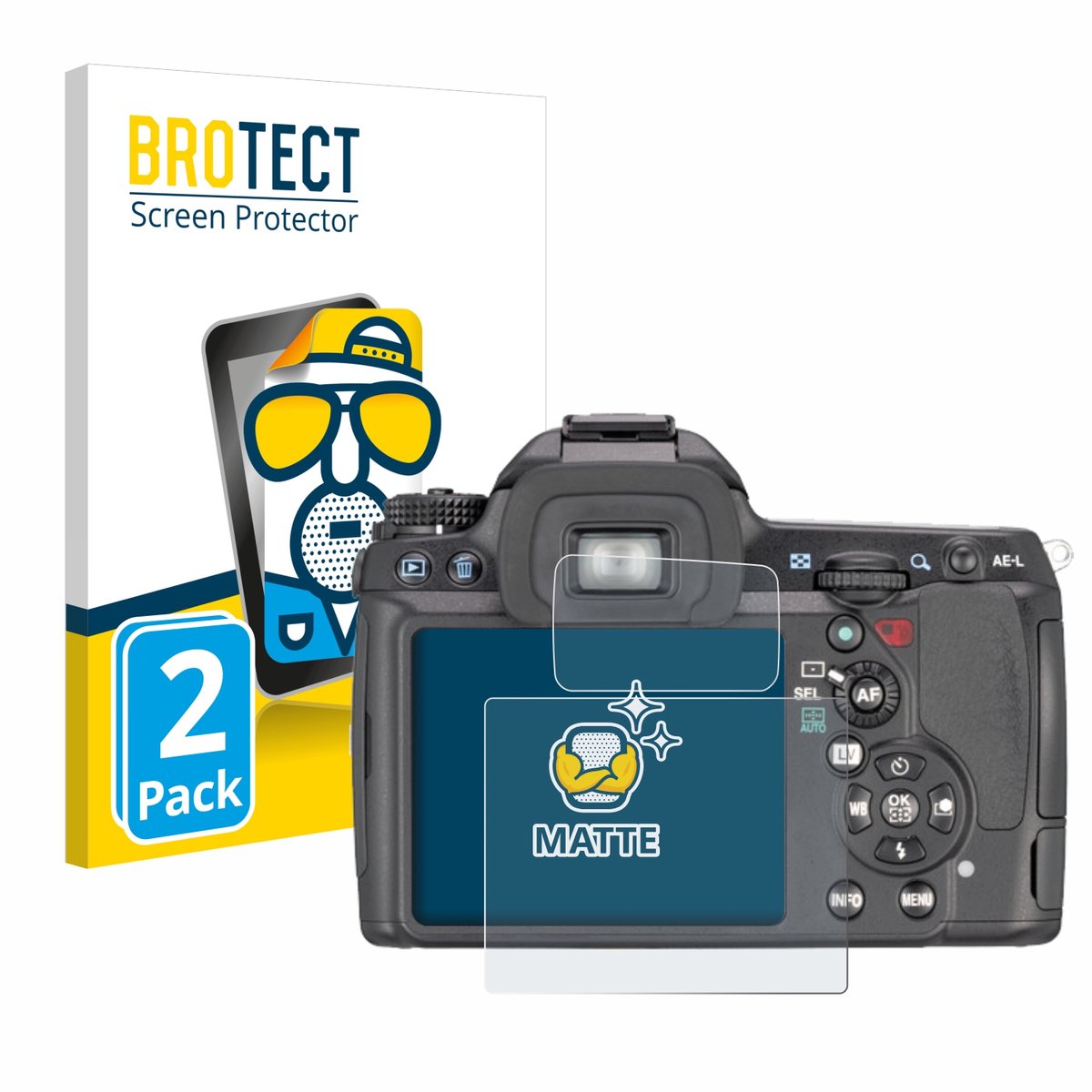 BROTECT - Screenprotector voor Pentax K7, K-7 - Folie Beschermfolie matte 2 Stuks