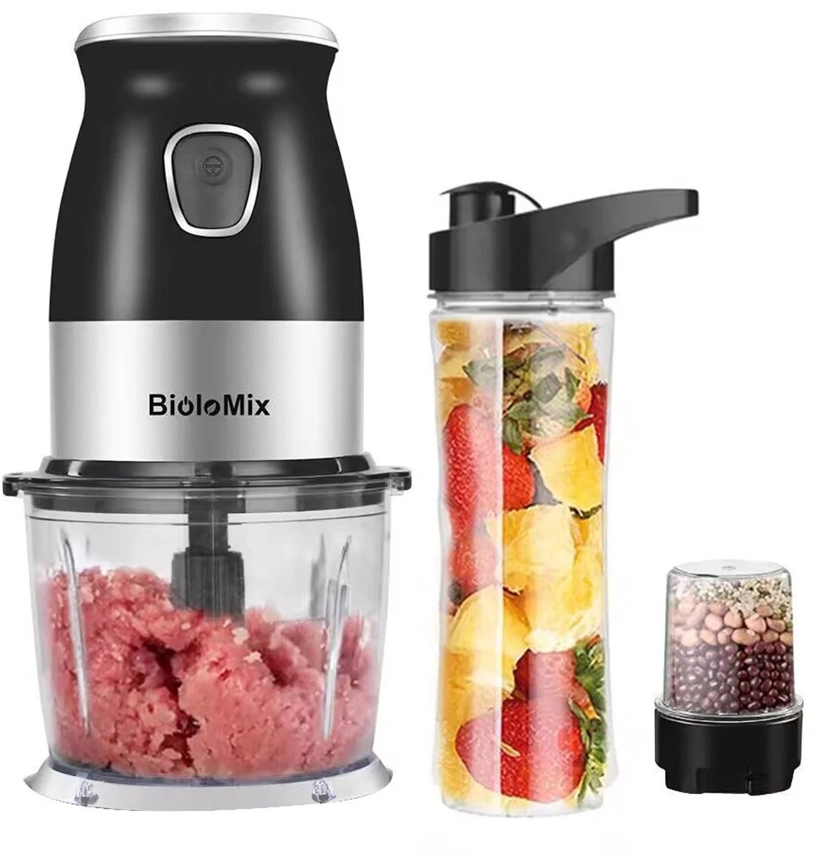 MIAAD - Draagbare blender - Portable blender - 3 in 1 blender - Multifunctionele Keukenmachine – Mixen, Hakken & IJs Crushen