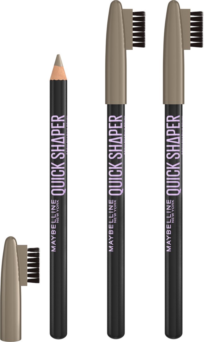 Maybelline New York Quick Shaper Wenkbrauwpotlood - Met penseelpunt en borstel - Blijft tot 17 uur zitten - Blonde - x3