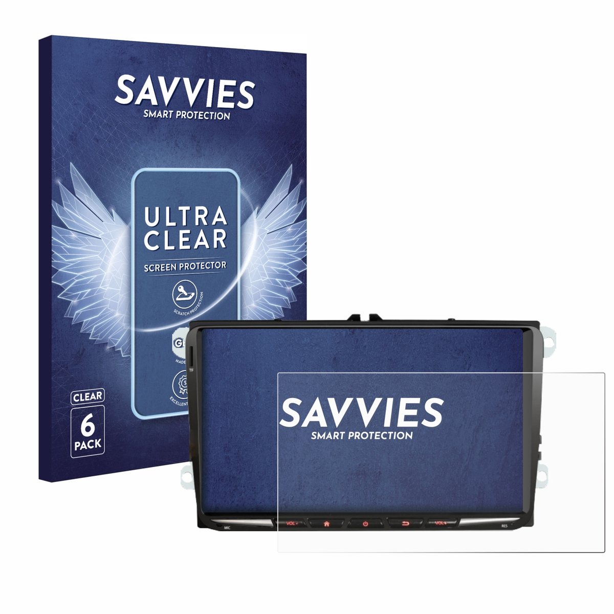 Savvies - Screenprotector voor Erisin ES8998V 9" - Folie Beschermfolie transparant 6 Stuks