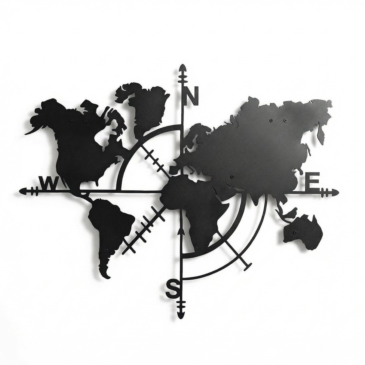 Metalen Wereldkaart 50 cm – Wanddecoratie industrieel – Woonkamer Decoratie - Industriële Metal World Map – Grote Wereldkaart voor Woonkamer & Kantoor - van Lifestaal®