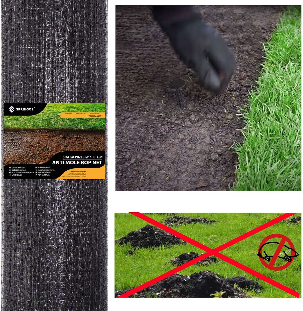 Springos Mollengaas | Mollenbestrijding | Mollennetten | 1x 100 m | 30g/m2 | Zwart