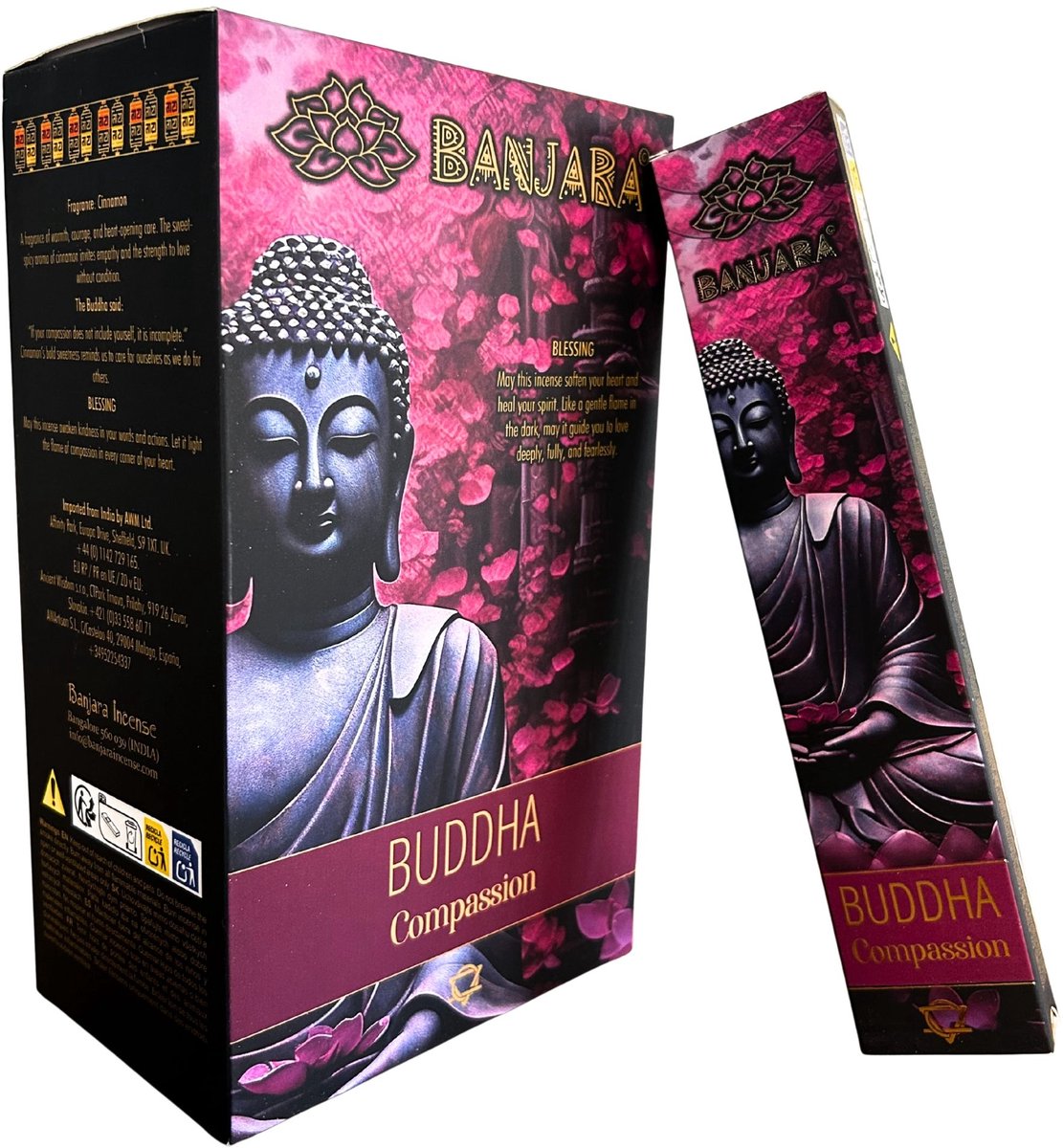 Banjara wierook - buddha compassie - kaneel - wierook - geurstokjes - doos 12 stuks