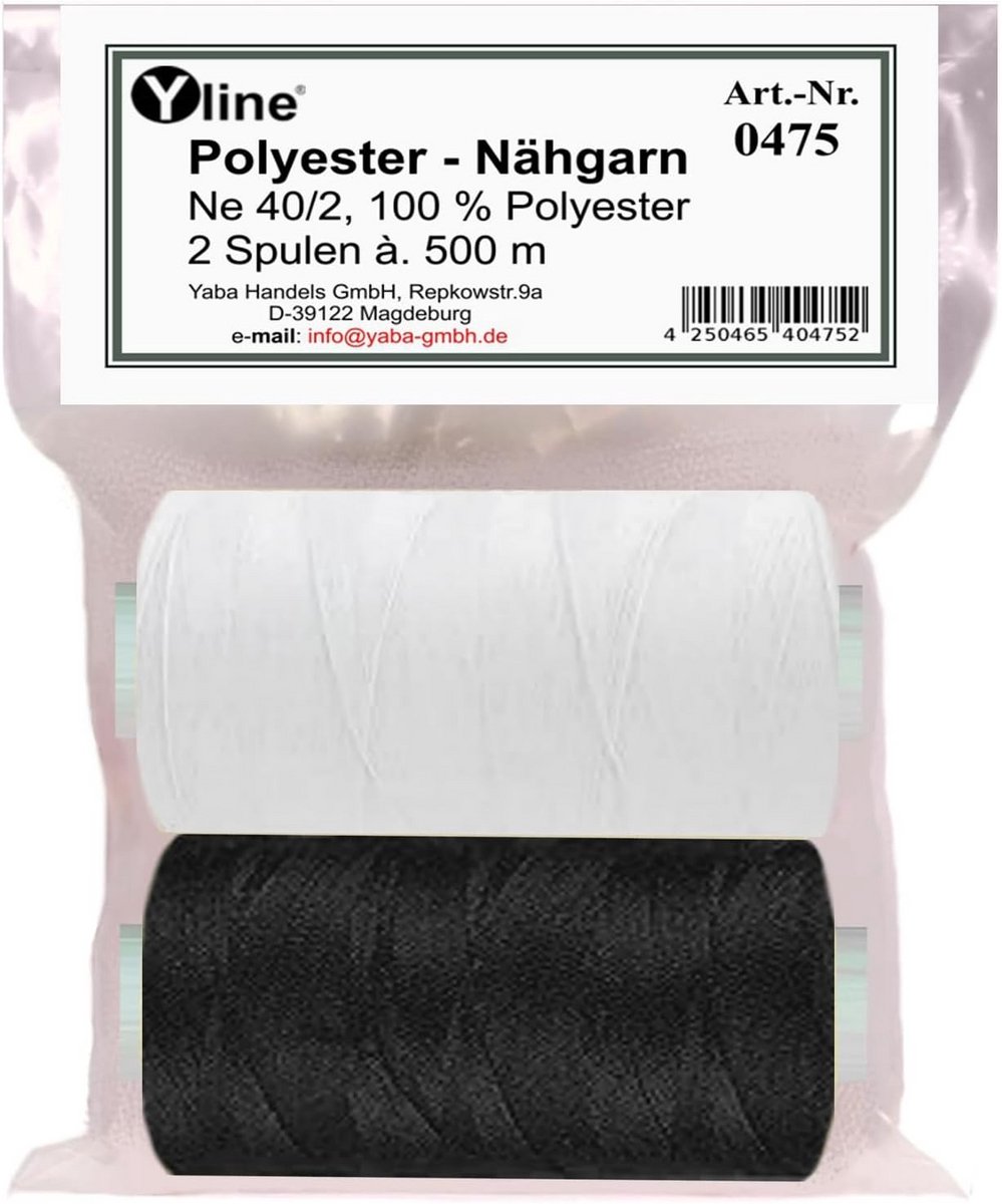 Set van 2 Garenklosjes Polyester Naaigaren Wit en Zwart voor Naaimachine