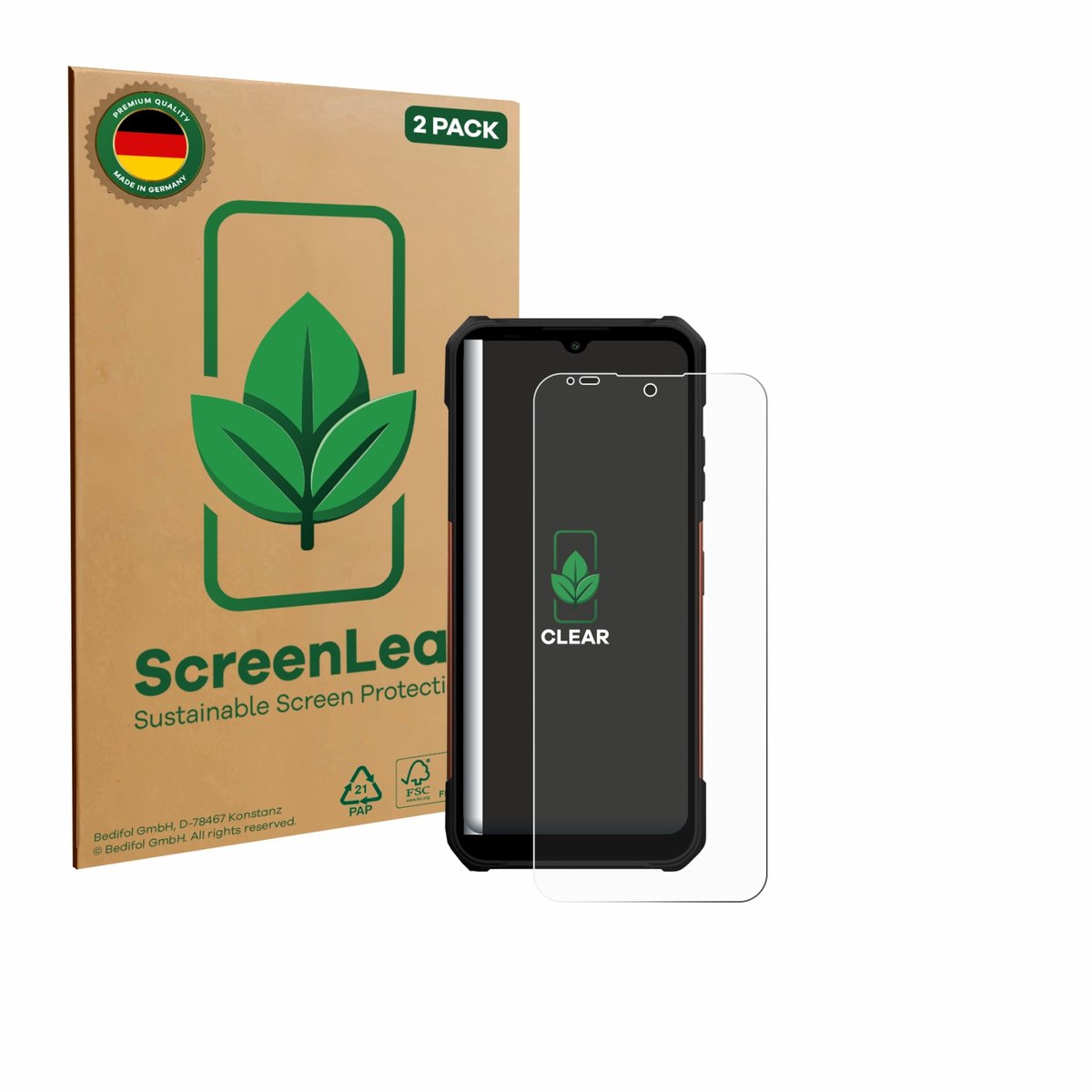 ScreenLeaf - Screenprotector voor myPhone Hammer Construction 2 Thermal 5G - Duurzame schermbescherming Folie Beschermfolie transparant 2 Stuks