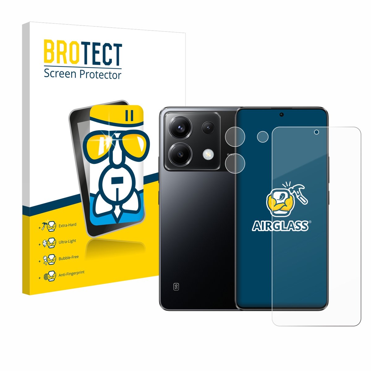 Screenprotector voor Xiaomi Poco X6 (Voor+Camera) Beschermglas transparant