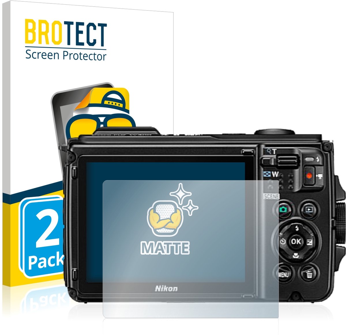 BROTECT - Screenprotector voor Nikon Coolpix W300 - Folie Beschermfolie matte 2 Stuks