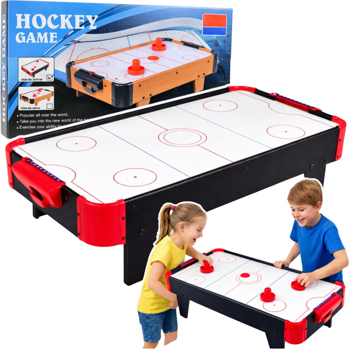 Playos® - Airhockey Arcade - Rood / Zwart - Speeltafel - Airhockey Tafel - Speelgoed - Arcade Spelletjes