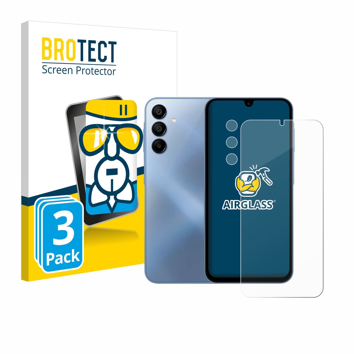 Screenprotector 3 Stuks voor Samsung Galaxy A15 (Voor+Camera) Beschermglas transparant