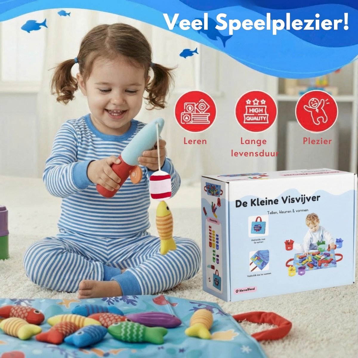 Homeblend Vissenspel - Montessori Speelgoed 1 jaar - Speelgoed 2 Jaar - Speelgoed Baby - Sensorisch Visspel - Fijne Motoriek - Vanaf 12 Maanden - Sorteerspel - 22-Delig — afbeelding 3