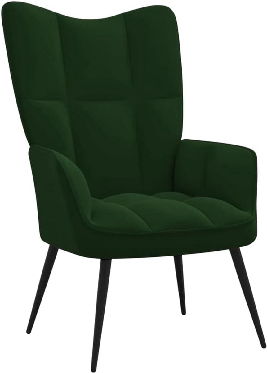 Comfortabele Relaxstoel met Voetenbank Fluweel Donkergroen