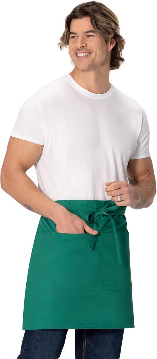 Professioneel Unisex Kelner Schort - Bistro Serveerschort in Kelly Groen