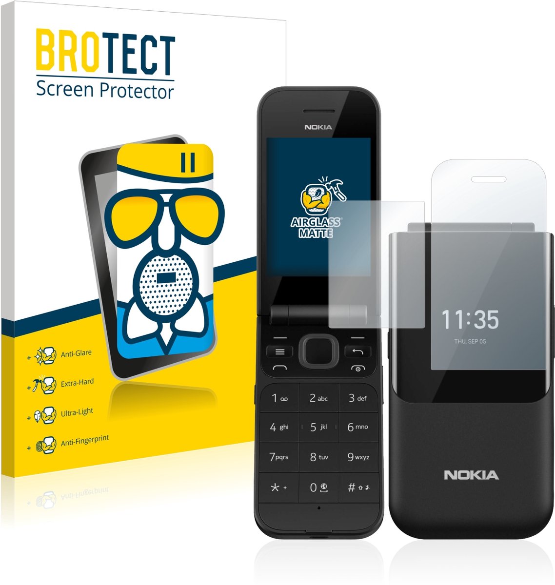 BROTECT - Screenprotector voor Nokia 2720 Flip - Folie Beschermfolie Beschermglas matte
